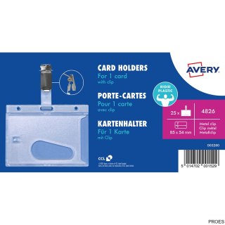 Holdery na karty z klipsem, 54 x 85 mm, 25 szt, półprzezroczyste, 4826