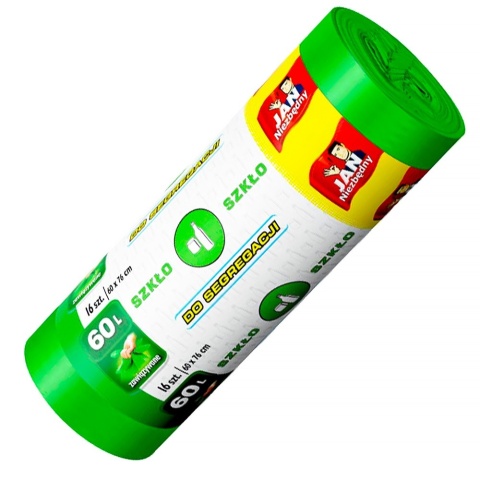 JAN NIEZBĘDNY Worki LD Ekologiczne zielone zawiązywane 60l 16 szt. 40777