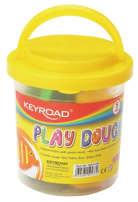 KEYROAD Ciastolina 20gr x 5 szt. , 1 foremka , w wiaderku KR971498