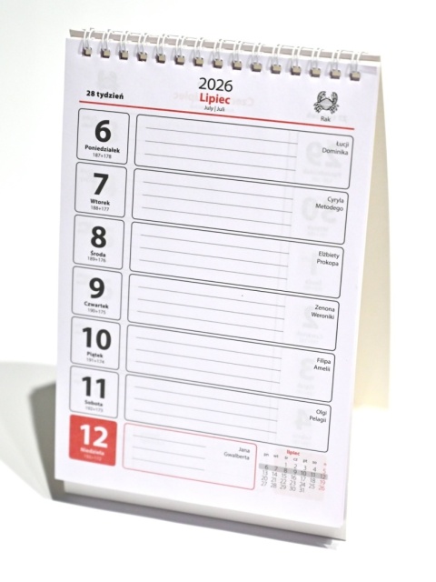Kalendarz stojący biurkowy 2026 A5 pionowy