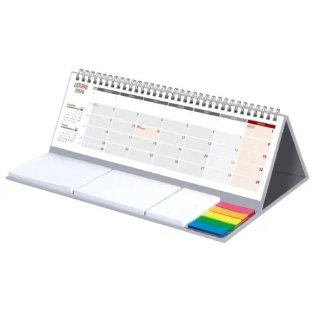 Kalendarz z notesem Maxi miesięczny spiralowany KB053B szary 2026 WOKÓŁ NAS