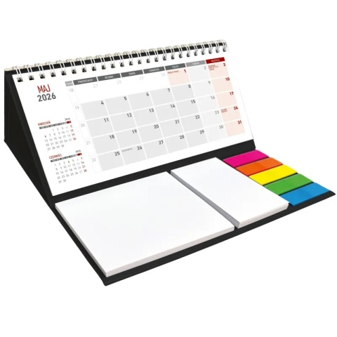 Kalendarz z notesem miesięczny spiralowany KB054B czarny 2026 WOKÓŁ NAS