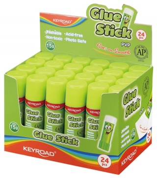 Klej w sztyfcie KEYROAD, PVP, 15g, pakowane na displayu, KR971677