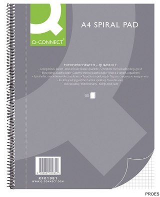 Kołonotatnik Q-CONNECT, A4, w kratkę, 80 kart., 70gsm, perforacja KF01981