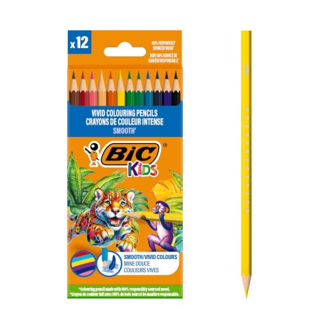 Kredki drewniane BIC Kids Cosmo Smooth ECO 12szt., 301839