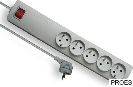 Listwa zasilająca przedłużacz 5 gniazd, 5m, biały, wyłącznik, uziemienie PSF3‑505, ELGOTECH