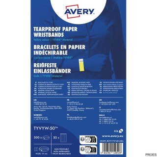 Opaski na rękę TYVEK, 256 x 19 mm, żółte neonowe, TYVYW-50