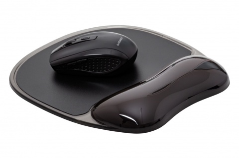 Podkładka pod mysz Q-CONNECT, żelowa, z podparciem dla nadgarstka, czarna, KF10377