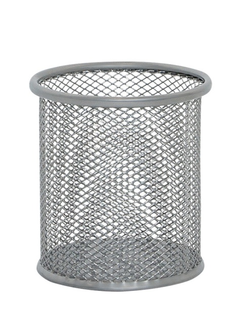 Pojemnik na długopisy Q-CONNECT Office Set, metalowy, srebrny, KF00846