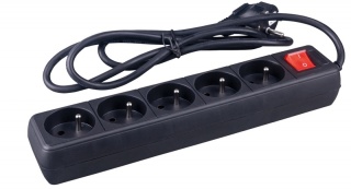 Przedłużacz OFFICE PRODUCTS, 5 gniazd, 1,5m, z uziemieniem i wyłącznikiem, czarny, 13115141-05