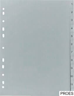 Przekładki numeryczne A4 1-15, szare, polipropylenowe, Biella 470415-00