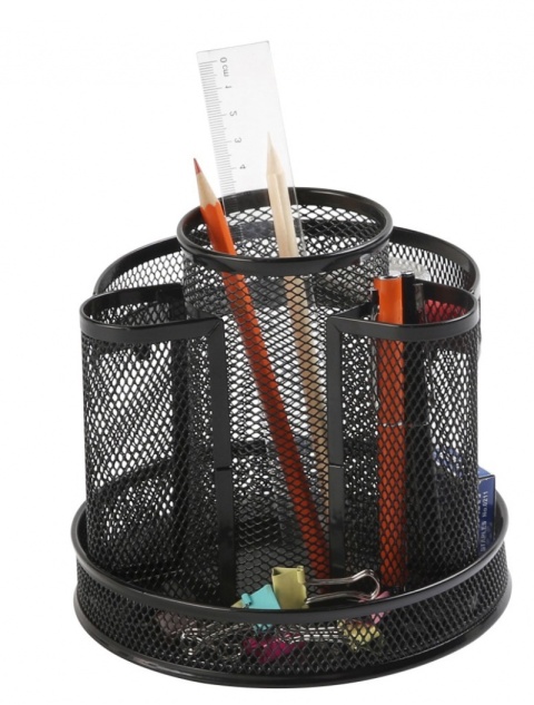 Przybornik na biurko Q-CONNECT Office Set, metalowy, obrotowy, czarny, KF17294