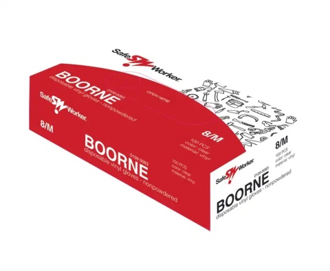 Rękawice winylowe niepudrowane BOORNE, 100 szt. rozm. 7, HGK-BHRE8399070