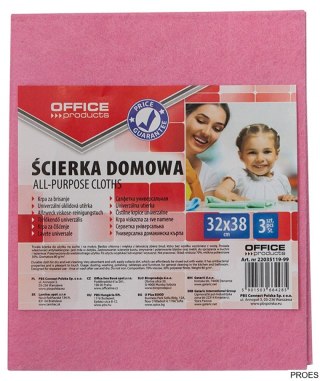 Ścierka domowa , wiskoza 70%, gr. 80g/mkg, 32x38cm, 3szt., mix kolorów, typu OFFICE PRODUCTS 22035119-99