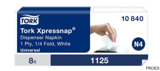 Serwetki dyspenserowe Tork, 1 warstwa, celuloza, 6x33 cm, kolor biały, 9000 szt, system N4 8op x 1125, 10840
