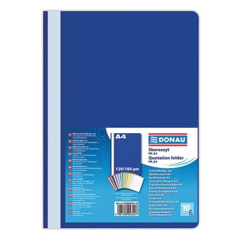 Skoroszyt DONAU, PP, A4, standard, 120/180mikr., granatowy, 1702001PL-18
