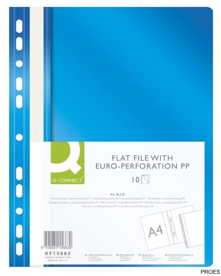 Skoroszyt Q-CONNECT, PP, A4, standard, 120/170mikr., wpinany, niebieski KF15663