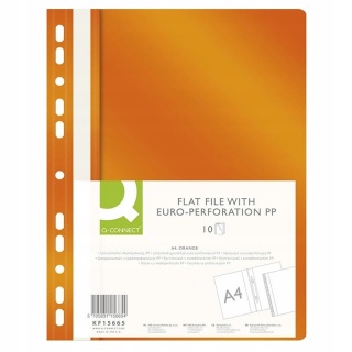 Skoroszyt Q-CONNECT, PP, A4, standard, 120/170mikr., wpinany, pomarańczowy, KF15665