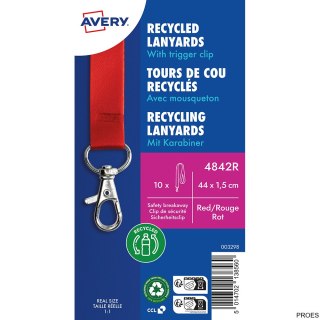 Smycze z recyklingowanego PET, 10 szt.; 15 x 440 mm; czerwone, 4842R