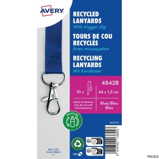 Smycze z recyklingowanego PET, 10 szt.; 15 x 440 mm; niebieskie, 4842B