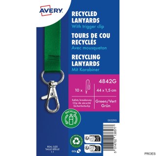 Smycze z recyklingowanego PET, 10 szt.; 15 x 440 mm; zielone, 4842G