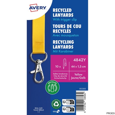 Smycze z recyklingowanego PET, 10 szt.; 15 x 440 mm; żółte, 4842Y