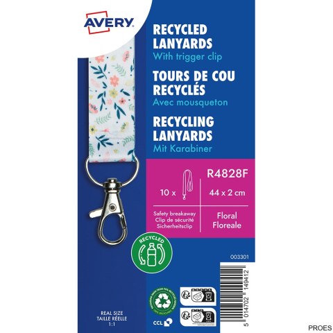 Smycze z recyklingowanego PET, 10 szt.; 20 x 440 mm; wzór kwiatowy, R4828F