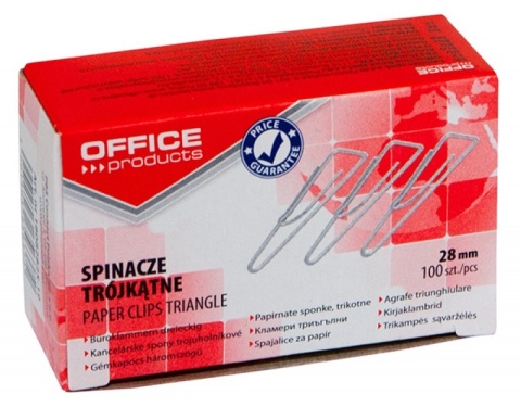 Spinacze trójkątne OFFICE PRODUCTS, 28mm, 100szt., srebrne, 18082825-19