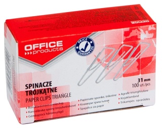Spinacze trójkątne OFFICE PRODUCTS, 31mm, 100szt., srebrne, 18083125-19