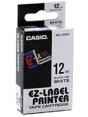 Taśma do D XR 12WE1 biała CASIO białe tło/czrne litery
