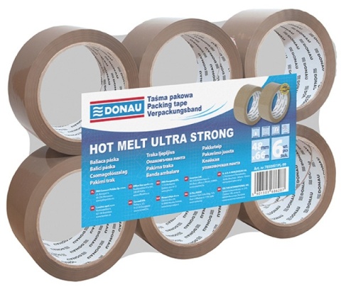 Taśma pakowa DONAU Hot-Melt , 48mm, 66m, 50mikr., brązowa, 7850001PL-99