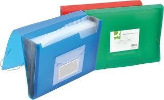 Teczka harmonijkowa z gumką Q-CONNECT, PP, A4, 6-przegr., transparentna czerwona, KF16597
