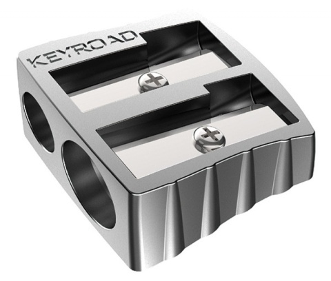 Temperówka KEYROAD Metal, aluminiowa, podwójna, pakowana na displayu, srebrna, KR971684
