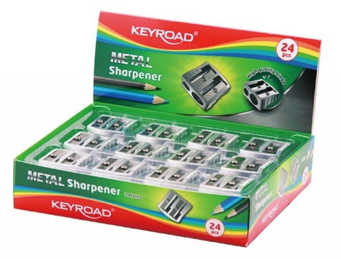Temperówka KEYROAD Metal, aluminiowa, podwójna, pakowana na displayu, srebrna, KR971684