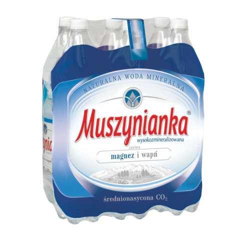 Woda MUSZYNIANKA 1.5L średnionasycona CO2 zgrzewka 6 szt. KAUCJA