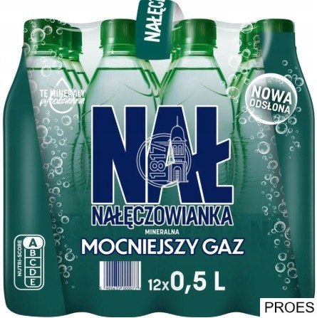 Woda NAŁĘCZOWIANKA mocniejszy gaz 0.5L butelka PET zgrzewka 12 szt. KAUCJA
