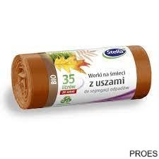 Worki do segregacji BIO brązowe z uszami LDPE 35l (20szt.) STELLA 032181