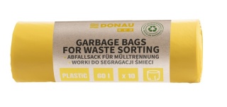 Worki na śmieci DONAU ECO, do segregacji plastiku, 60l, 10 szt., żółte, 22025422-06
