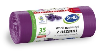 Worki na śmieci z uszami STELLA, zapach lawendy, 35 l, 24 szt., lawendowy, 023561