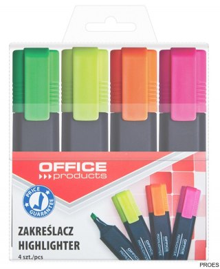Zakreślacz fluorescencyjny , 1-5mm (linia), 4szt., mix kolorów, typu OFFICE PRODUCTS 17055214-99