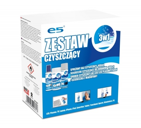 Zestaw czyszczący E5, chusteczki do LCD, sprężone powietrze, płyn ze ś, ITS-999313