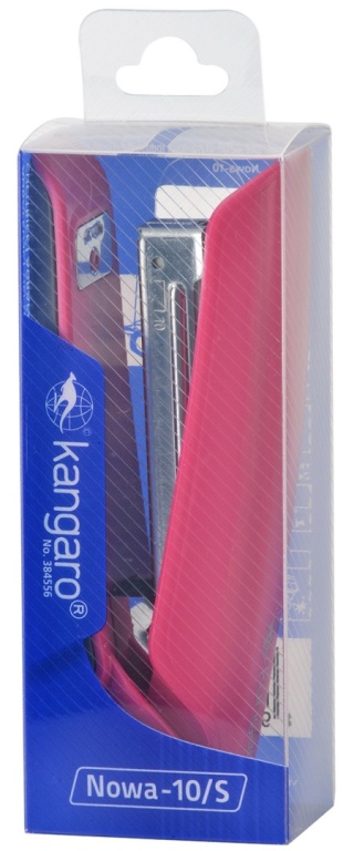 Zszywacz KANGARO Nowa-10/S, zszywa do 15 kartek, plastikowy, w pudełku PP, różowy, KAN10/S-16