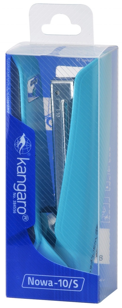 Zszywacz KANGARO Nowa-10/S, zszywa do 15 kartek, plastikowy, w pudełku PP, turkusowy, KAN10/S-24