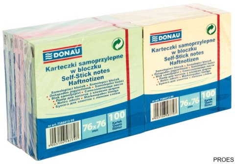 Bloczek samoprzylepny DONAU 76x76 mix kolorów (12 sztuk) 7586012-99