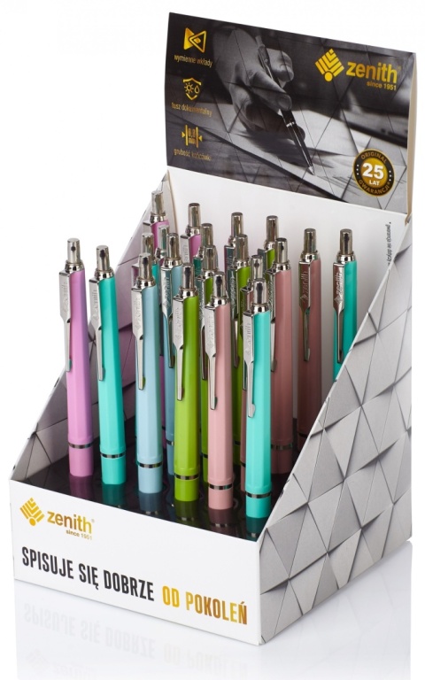 Długopis automatyczny Zenith 7 - box 20 sztuk, mix kolorów, pastel, 0.8mm, 40710100