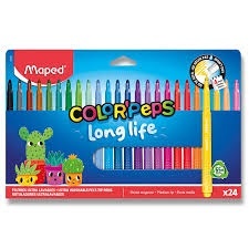 Flamastry niewysychające COLORPEPS Long Life 24 kolory MAPED 844002