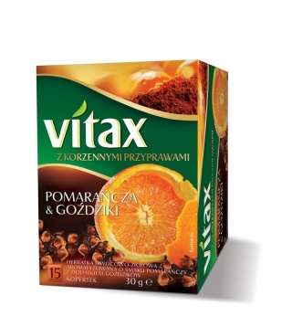 Herbata VITAX owocowo-ziołowa, pomarańcza i goździki, 15 kopert, 060453