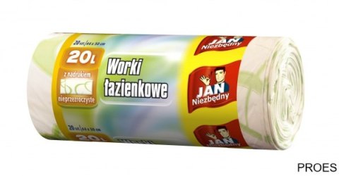 JAN NIEZBĘDNY, Worki łazienkowe, z nadrukiem, nieprzezroczyste, 20l, 20szt., białe, 32874