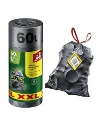 JAN NIEZBĘDNY, Worki na śmieci, magnum flex, z taśmą, 60l, 20szt., szare, 353487