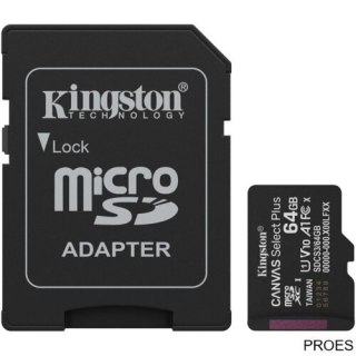 Karta pamięci Canvas Plus Gen3 MicroSD + adapter 64GB Kingston